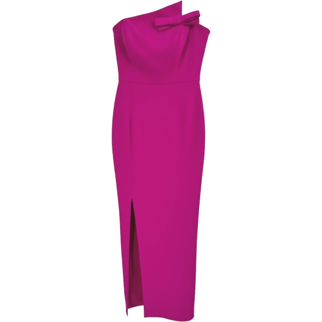 Nwt Adrianna Papell Knit Crepe Strapless Gown Bow Magenta Size 6 Msrp $195